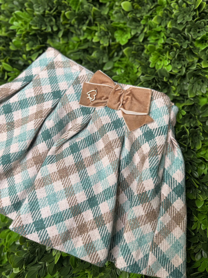 Mayoral Taupe Plaid Girls' Skirt Set 4353