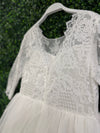 Teter Warm Elbow Sleeve Scallop Soft Lace Tiered Gown SK36