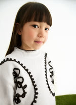 Abel & Lula Girls’ Black and White Mock Neck Two Piece Sweater Set 5729