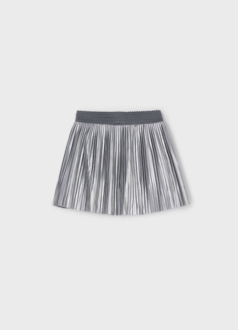 Mayoral Girls’ Silver Shimmer Knit Sweater and Pleated Skirt Set 4306