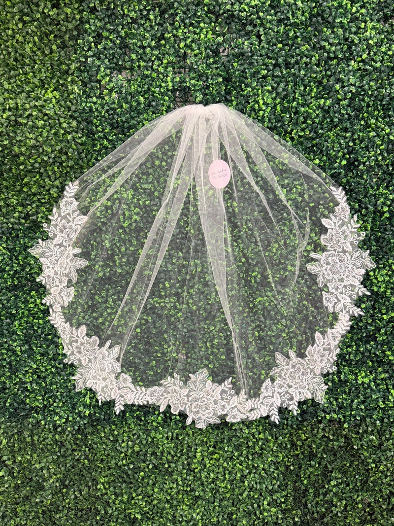 Nan & Jan Lace Penelope Communion Organza Dress with Rhinestone Flower