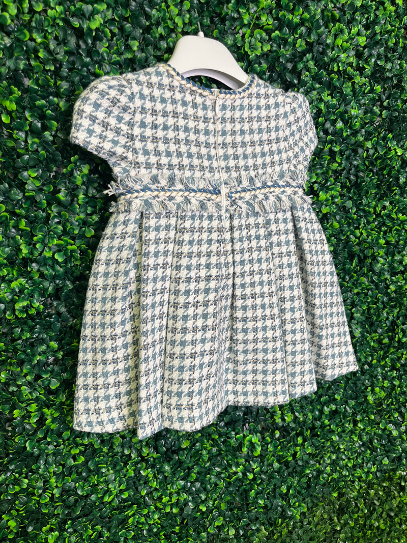 Abel & Lula Girls’ BlueTweed Houndstooth Dress