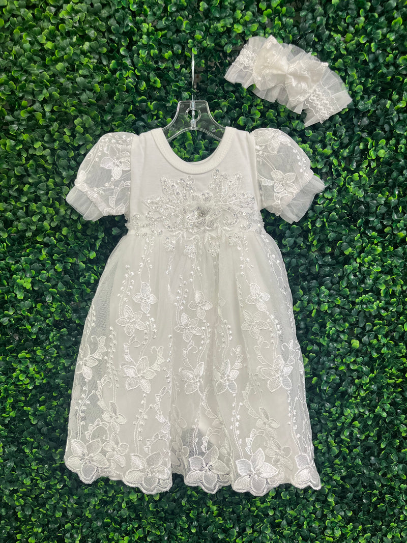 Bebe Gabrielle Beaded Changing Outfit with Skirt Overlay 3827-2 3 Months / White Bebe Gabrielle Beaded Changing Outfit with Skirt Overlay 3827-2 3 Months / White