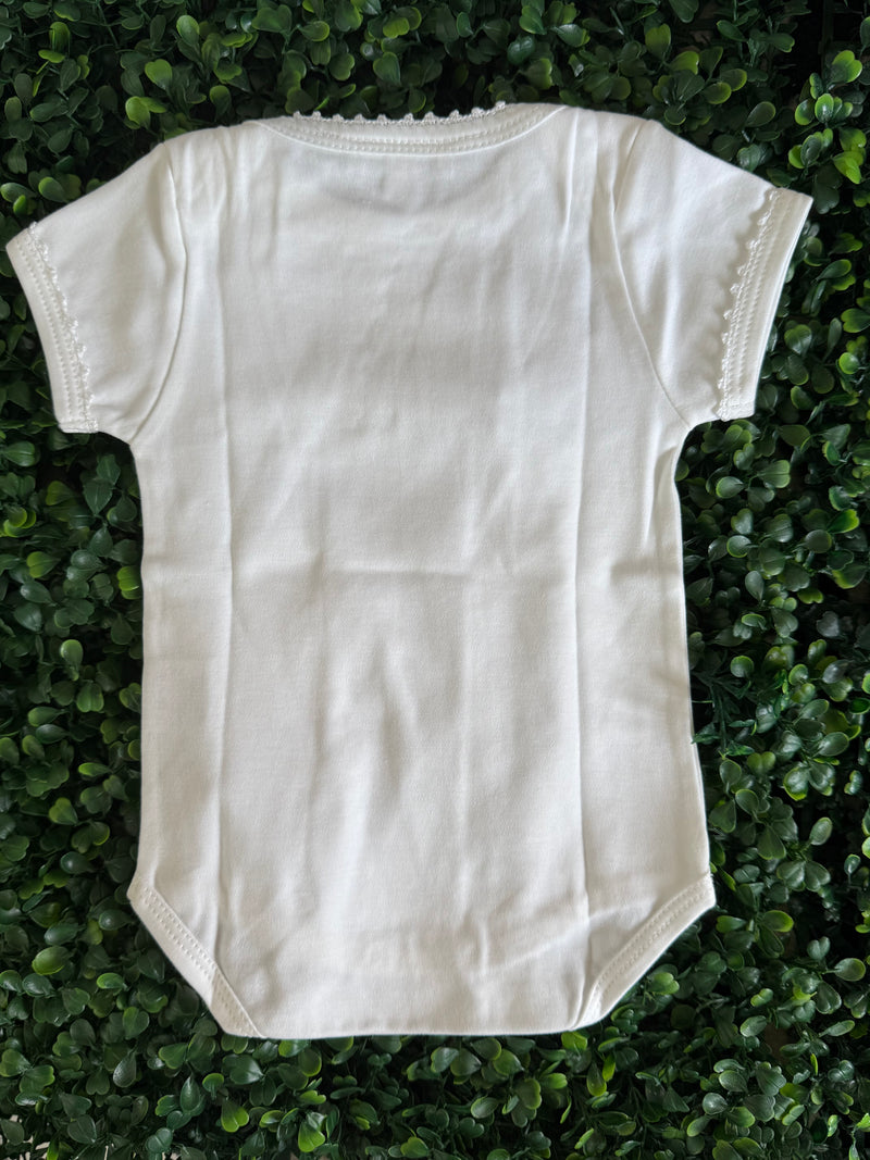 Girls Pina Cotton Short Sleeve Onesie with Cross
