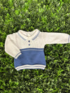 Dolce Goccia Boys' Cotton Blue and White Two Piece Polo Set