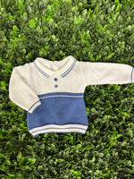 Dolce Goccia Boys' Cotton Blue and White Two Piece Polo Set