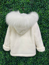 Bimbalò Made in Italy Puff Knit Fur Trim Sweater Coat