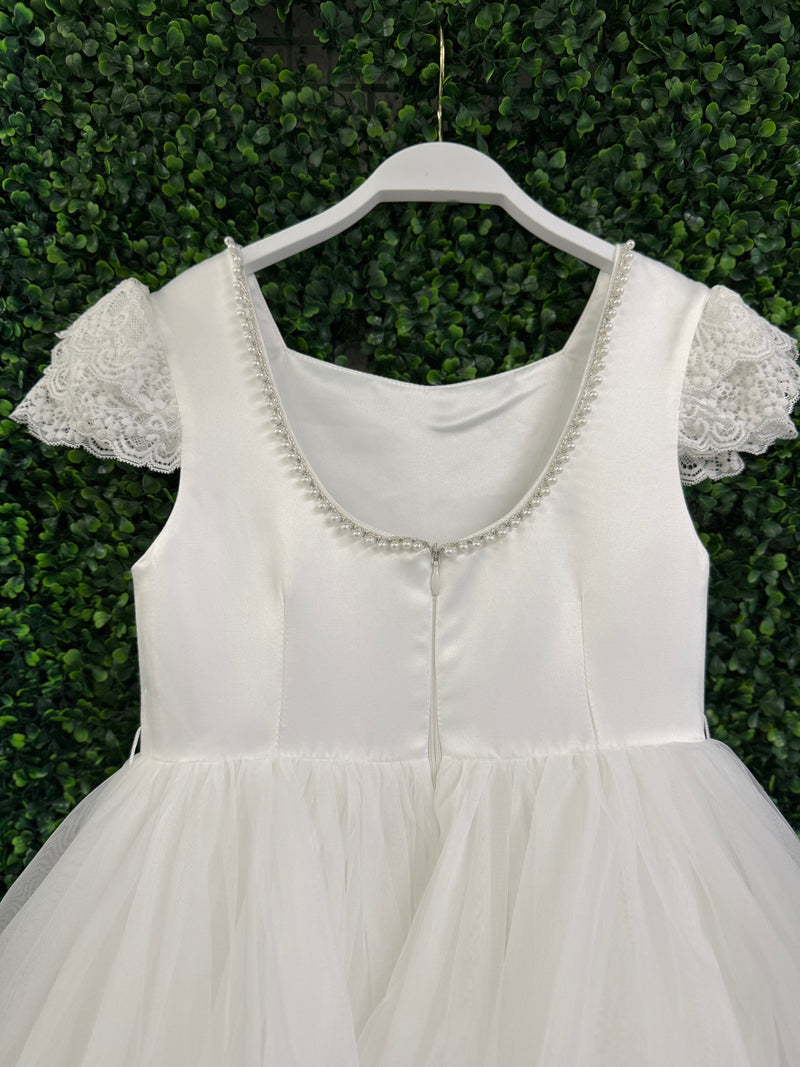 Teter Warm Satin Tiered Gown With Pearl Back Back SK20