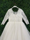 Teter Warm Elbow Sleeve Scallop Soft Lace Tiered Gown SK36