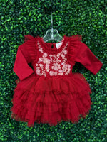 Oh La La Couture Girls’ Onesie Romper Red Beaded and Sequins Tutu