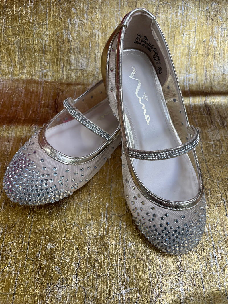 Nina Girls' Gold Mesh Flats with Rhinestone Detailing Sara's Children's Boutique Nina Girls' Gold Mesh Flats with Rhinestone Detailing Sara's Children's Boutique