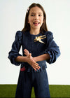 Abel and Lula Girls’ Navy Shimmer Pleated Two Piece Pant Set 5731