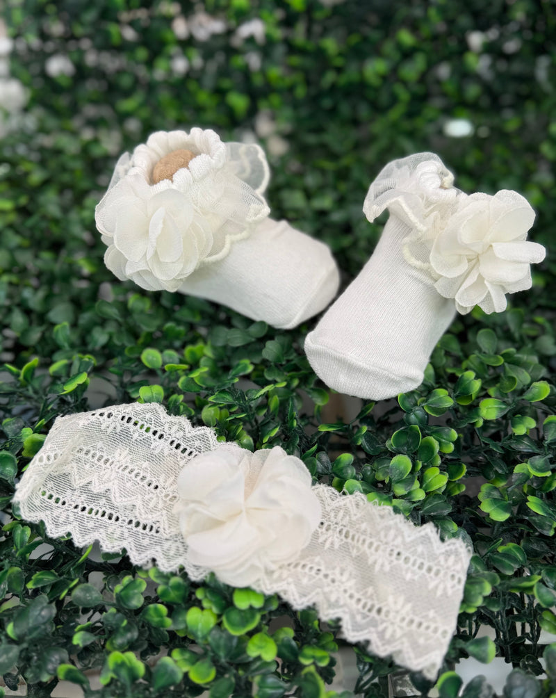 Mayoral Girls’ Cotton Flower Sock and Headband Set 9869