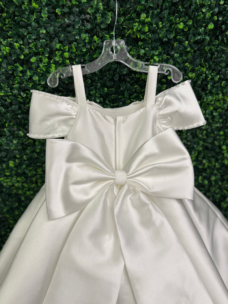Princess Daliana White High Low Bow Gown D24465