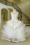 Christie Helene Couture Jeweled Embossed Bodice Tiered Over Skirt Hudson