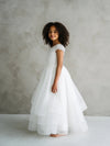 Teter Warm Floral Beaded Bodice Tiered Gown JK11