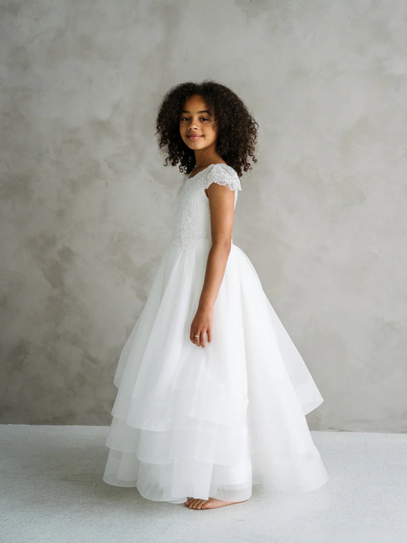 Teter Warm Floral Beaded Bodice Tiered Gown JK11
