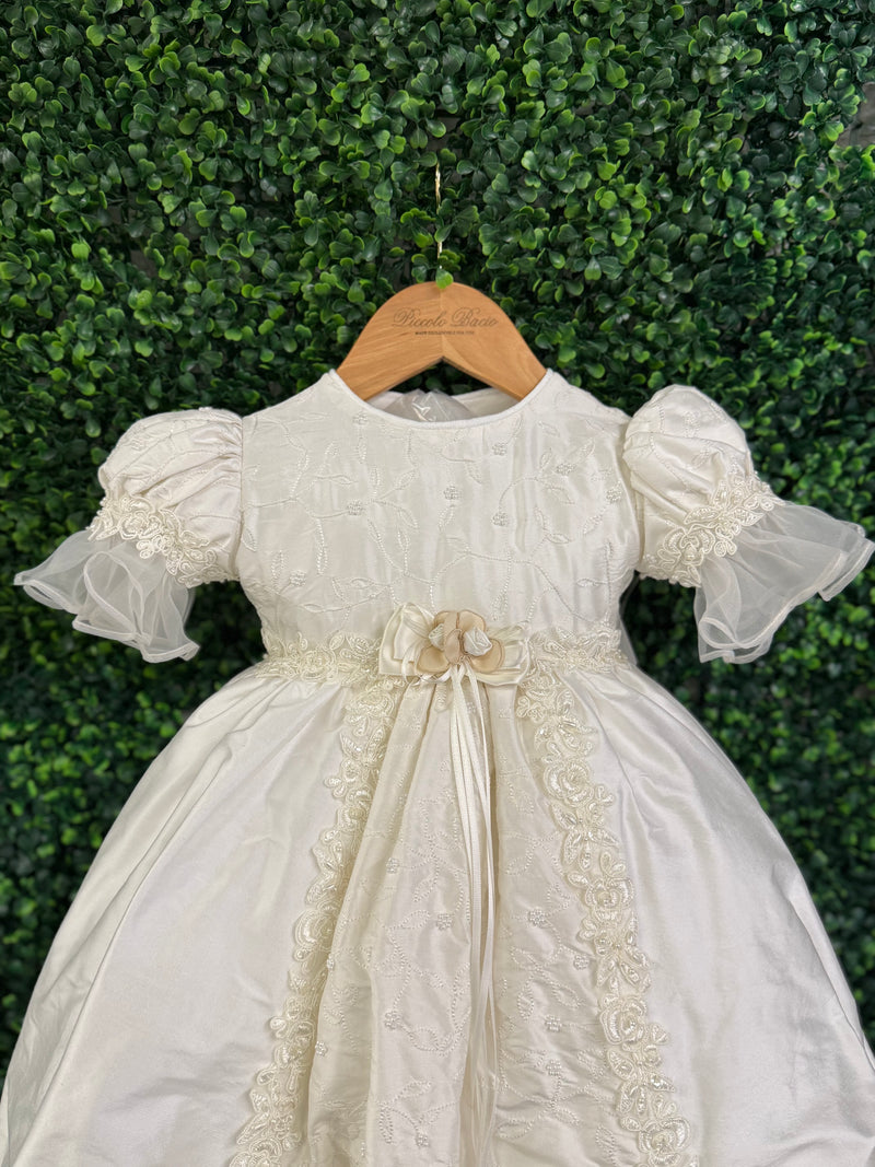 Piccolo Bacio Girls' Silk Embroidered Baptism Dress Virginia