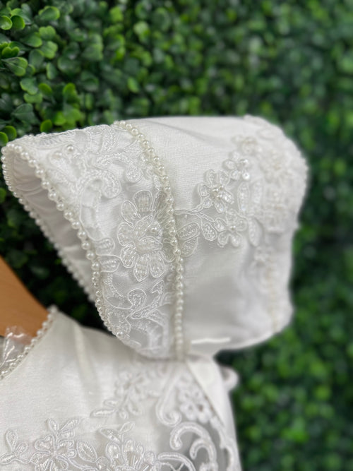 Piccolo Bacio Girls' Lace Flutter Sleeve Baptism Gown Nicolette