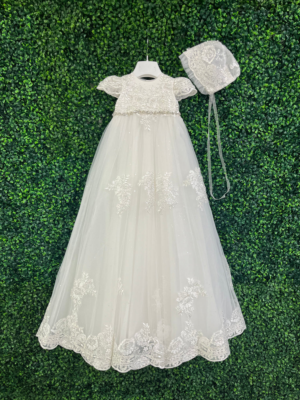 Princess Daliana Metallic Corded Lace Christening 2024 Gown White Size 12