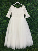 Teter Warm 3/4 Sleeve Rhinestone Neckline Lace Gown XGS06
