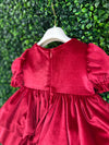 Bimbalo’ Girls' Red Velvet Crunch Sleeve Tier Bubble Dress with Bow