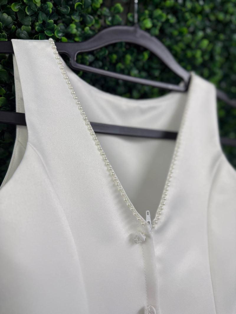 Nan & Jan Satin Bodice Drop Waist Long Communion Dress - Alex