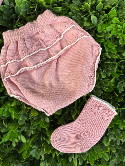 Mayoral Girl’s Rose Pink Three Piece Bloomer Set 9617