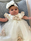 Macis Design Contrast Flower Christening Gown & Accessories CH258