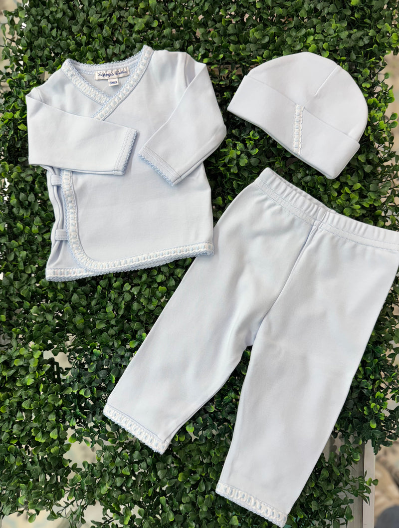 Sippy Baby Boys' Pima Cotton Baby Blue 3pc Outfit