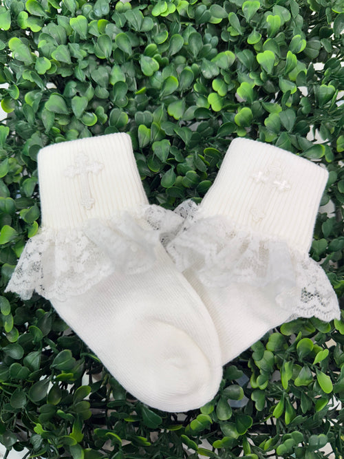 Girls’ Christening Ruffle Short Socks
