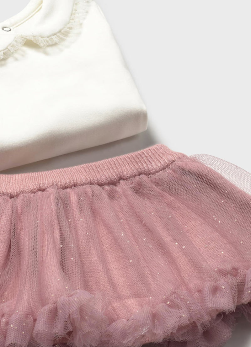 Mayoral Girls’ Rose Pink Pleated Knit Skirt Set 2830