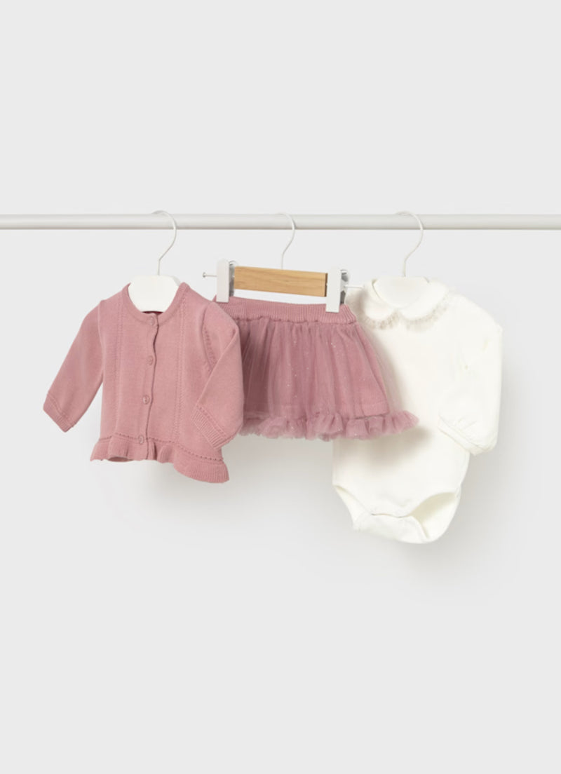 Mayoral Girls’ Rose Pink Pleated Knit Skirt Set 2830