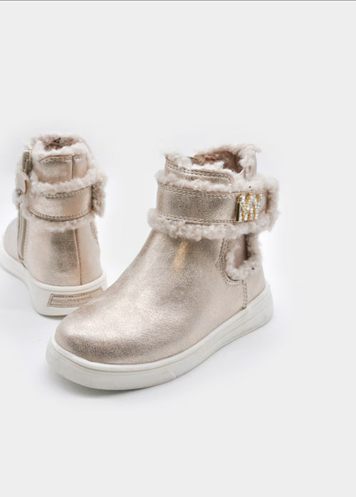 Mayoral Girls' Champagne Faux Fur Lined Ankle Boot 44573