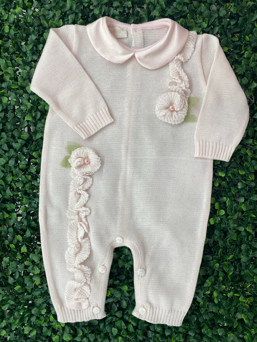 Bimbalo Italian Girls' Cotton Knit Outfit with Rosette Details Set
