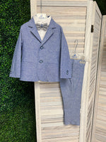 Michelina Bimbi Made in Italy Blue Linen Suit with Bow Tie - T96