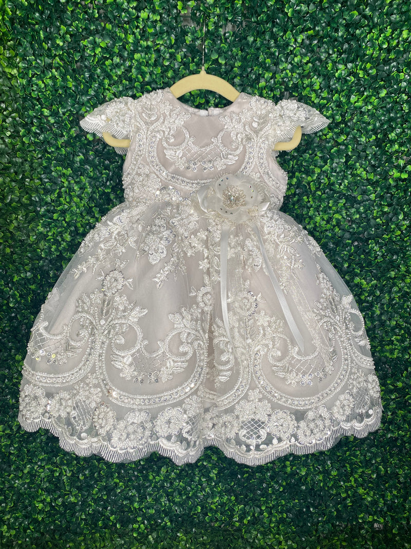 Christie Helene Couture "Cocoa Loren Float" Christening Dress