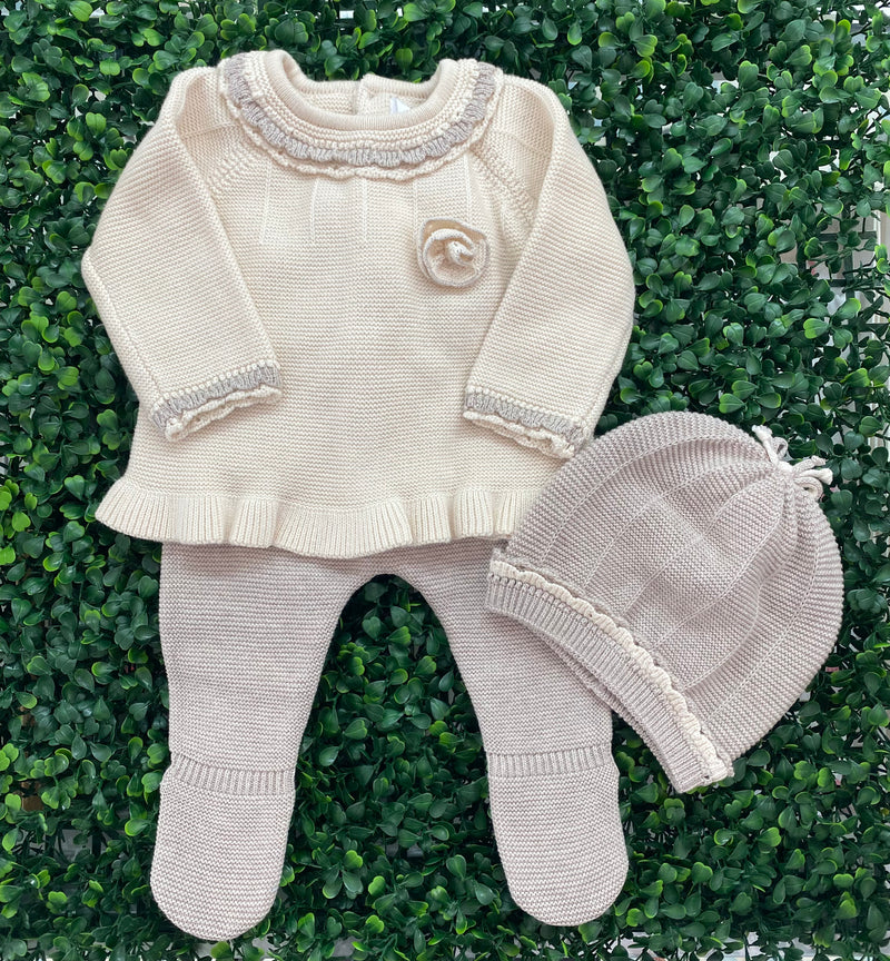 Mayoral Baby Girls' Neutral Knit Three Piece Outfit 2502