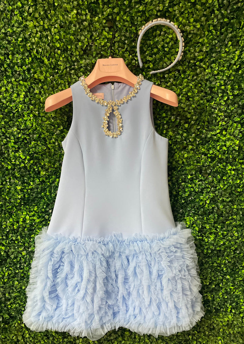 Sara's Exclusive! Nunzia Corinna Periwinkle Party Dress with Tulle Skirt