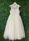 Dolce Bambini Off White Soft Tulle Long Gown with Halter Neck