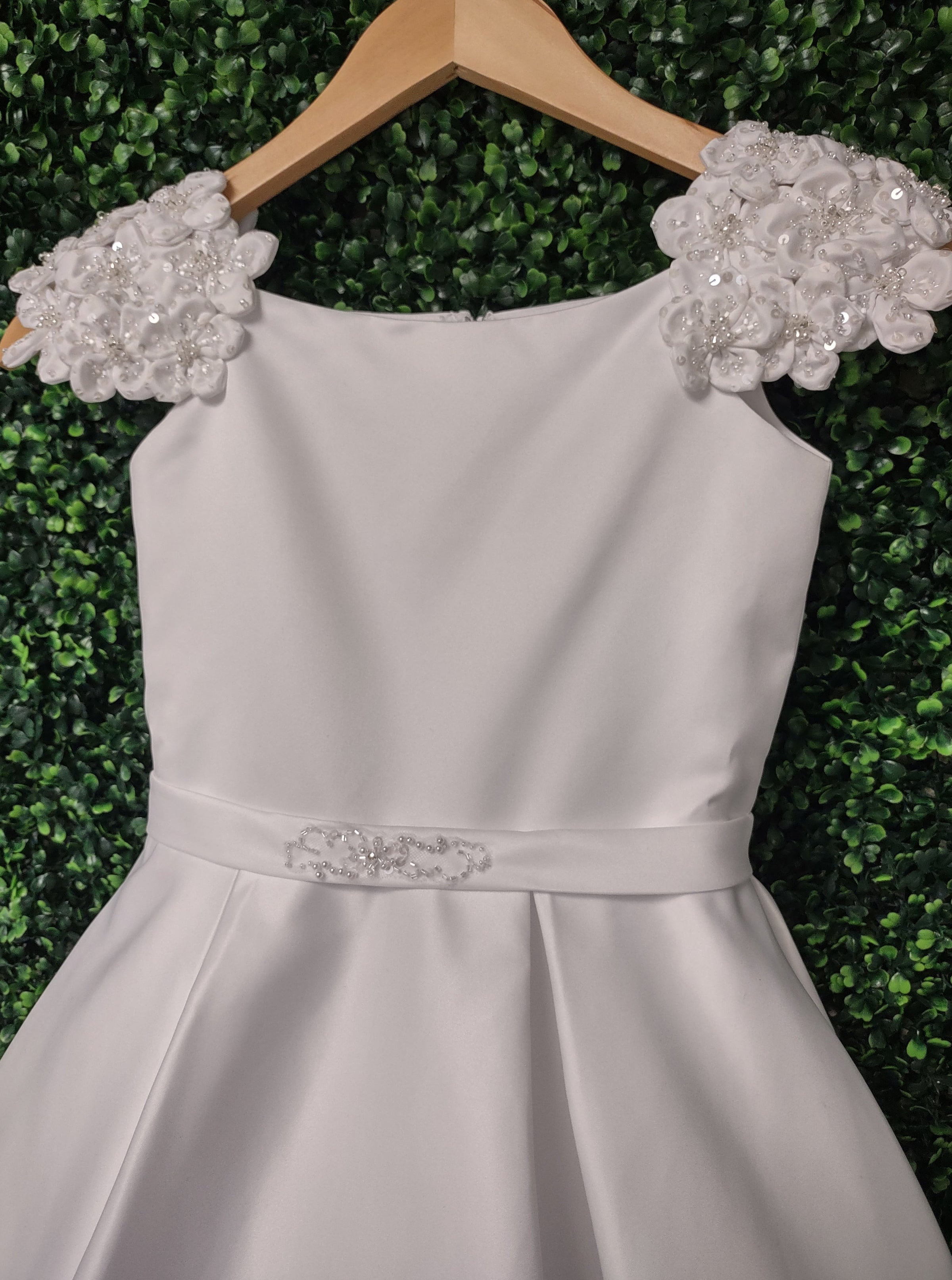 Macis Design White Petal Cap Sleeve Gown 1848 – Sara's Children's Boutique