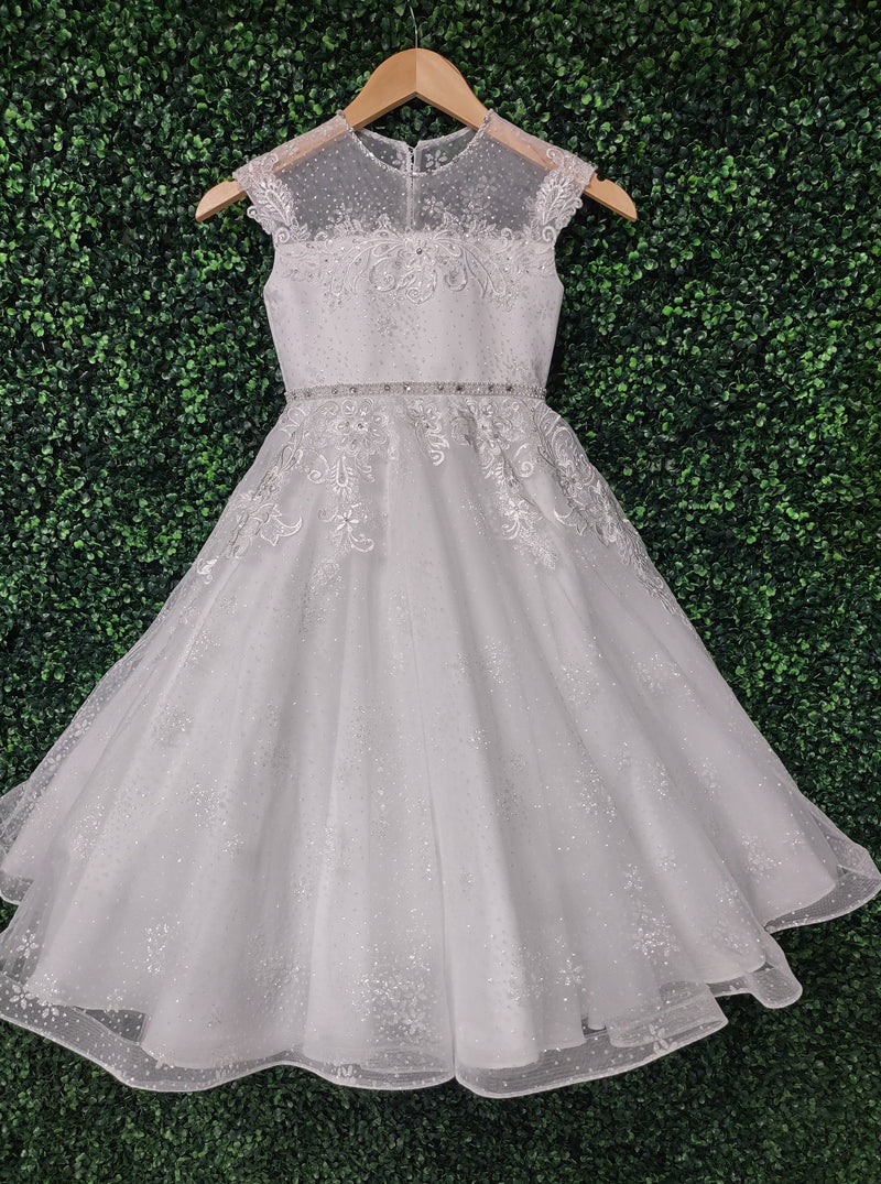 Sweetie Pie Lace Illusion Bodice Lace Applique Sparkle Gown- 4097