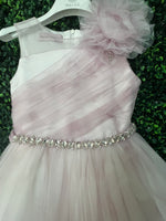 Nunzia Corinna Made in Italy Lavender Party Dress with Rhinestone Belt