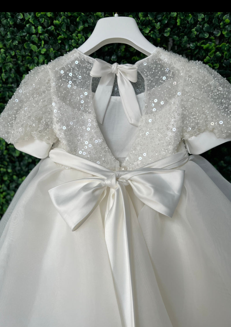 Dolce Bambini Off White Sequin Organza Dress