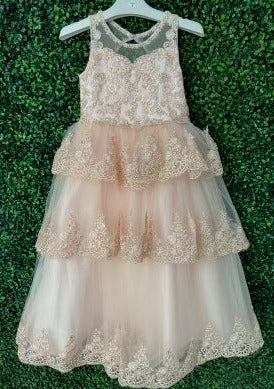 Tip Top Rose Gold Lace and Tulle Dress 7030 4 / Rose Gold Tip Top Rose Gold Lace and Tulle Dress 7030 4 / Rose Gold