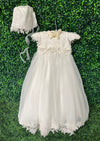 Nan & Jan Couture Organza Scallop Lace Christening Gown - Ellie
