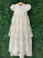Piccolo Bacio Couture Girls’ Baptism All Embroidered Venice Lace Gown - Julietta