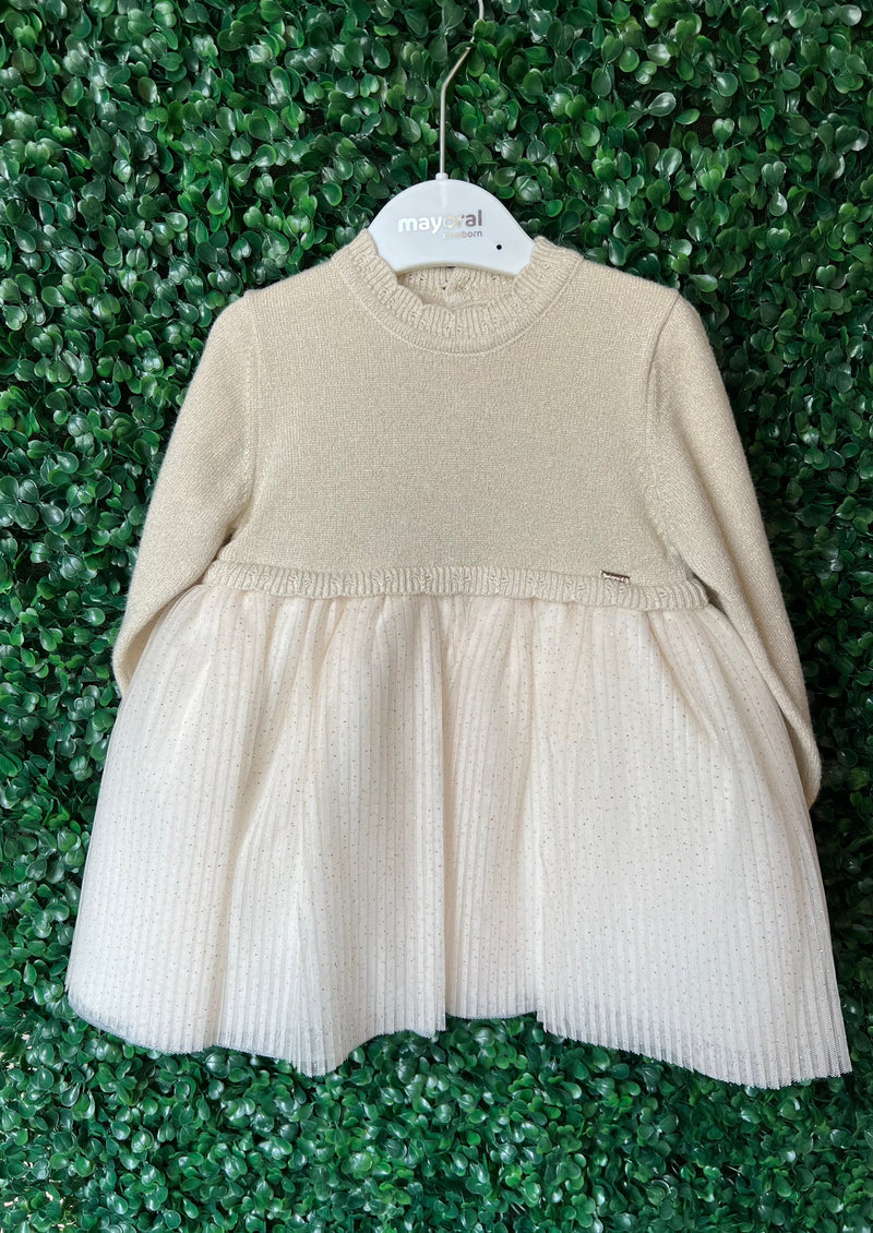 Mayoral Baby Girls' Knit Tulle Champagne Dress 2858 Sara's Children's Boutique Mayoral Baby Girls' Knit Tulle Champagne Dress 2858 Sara's Children's Boutique