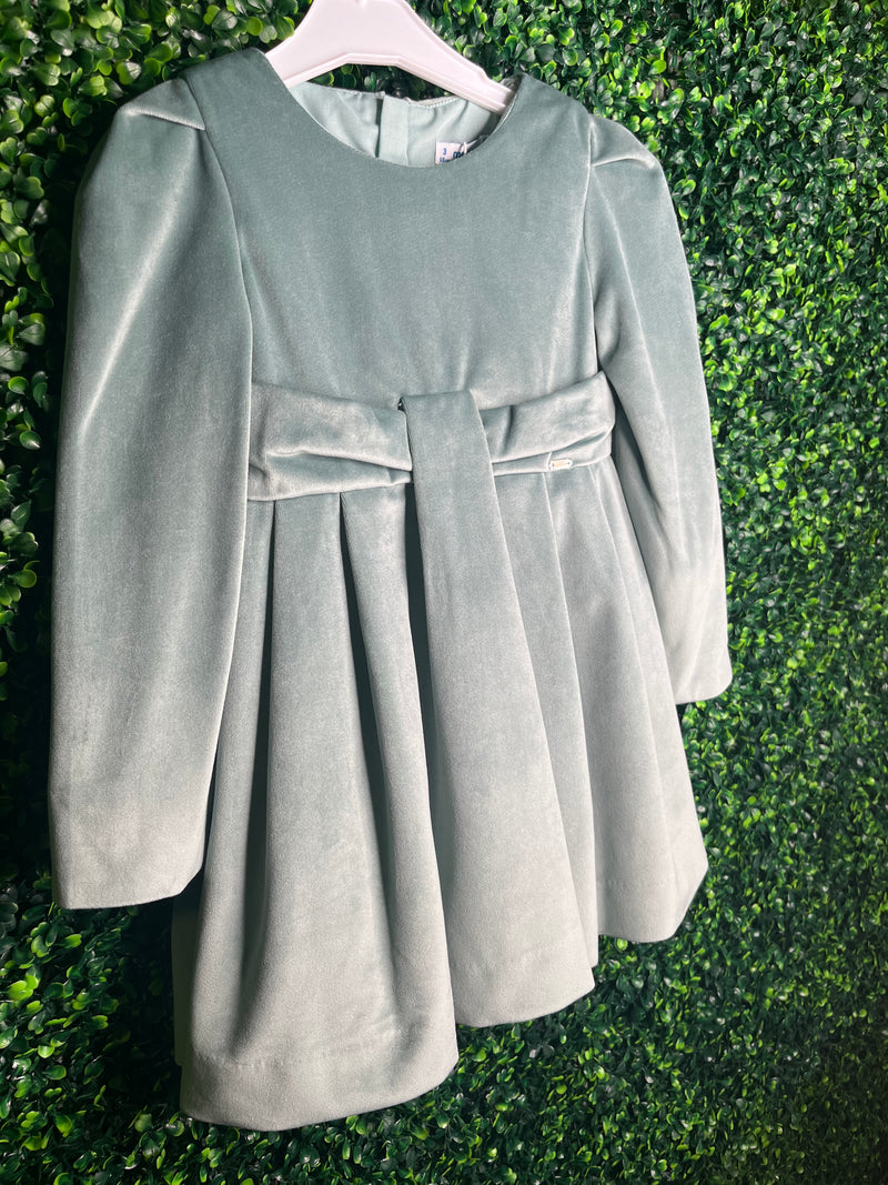 Mayarol Velvet Sage Green Long Sleeve Dress