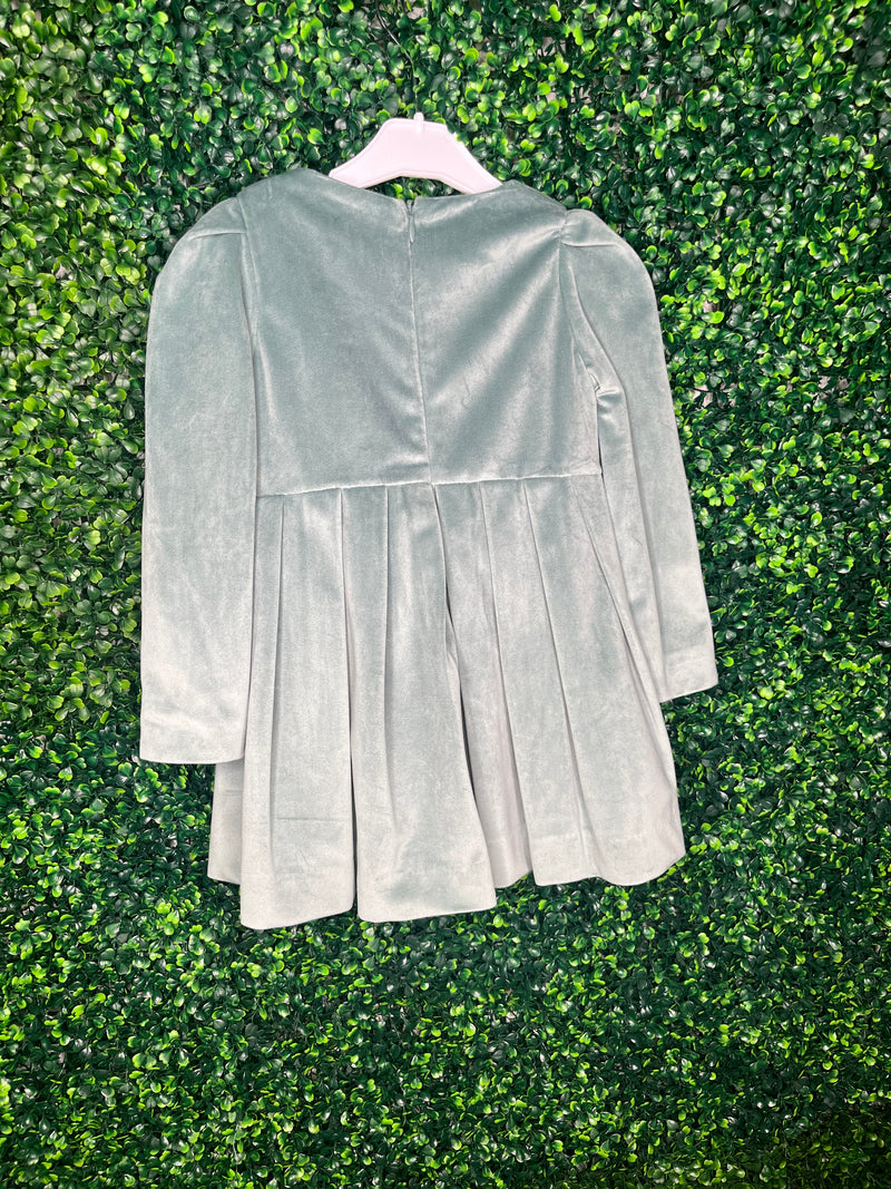 Mayarol Velvet Sage Green Long Sleeve Dress